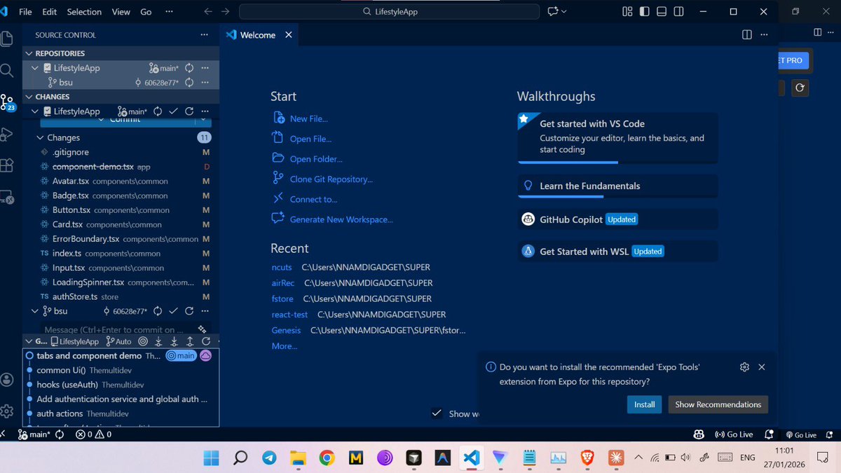 Sk_MultiDev's tweet image. Day 3: starter Authentication meets starter UI 🔐

#lifestyle-- with Supabase + Zustand. ✅ Auth service &amp;amp; Global Store ✅ 7 reusable UI components (NativeWind). ✅.So help me God.

The truth: Its been sweat and  turmoil  these few days turning cool ideas into reality,But we move