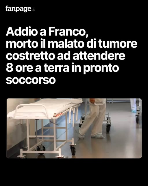 E' morto Franco paziente oncologico costretto ad attendere 8 ore a terra e su una panchina al pronto soccorso dell’ospedale per mancanza barelle!Questo #GovernoMeloni che spende in riarmo, in ponti del cazzo,finanziamenti per canili e aumenti dei loro privilegi, è una vergogna!
