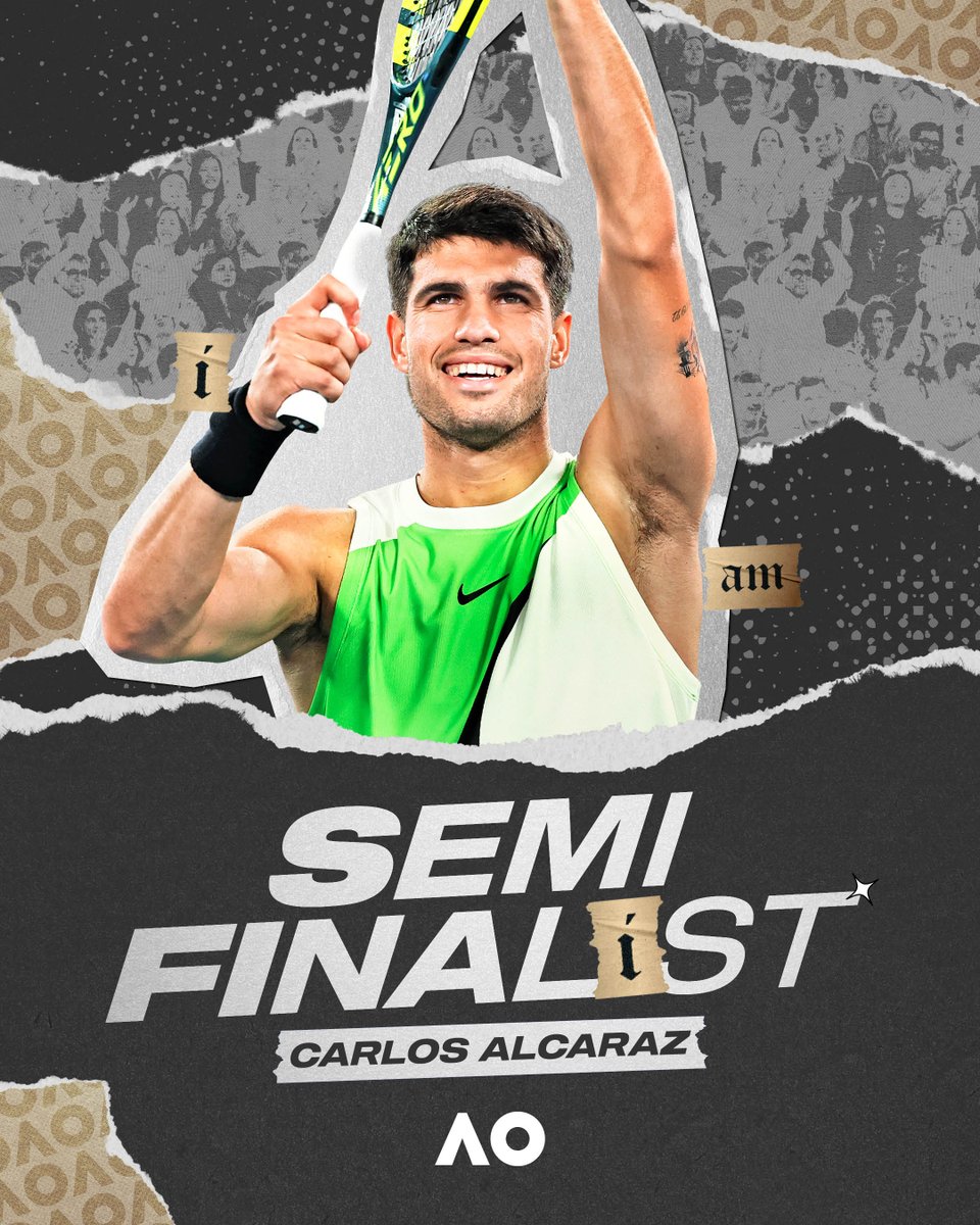 AMAZING ALCARAZ 🇪🇸

<a href="/carlosalcaraz/">Carlos Alcaraz</a> advances to his first AO semifinal 👏