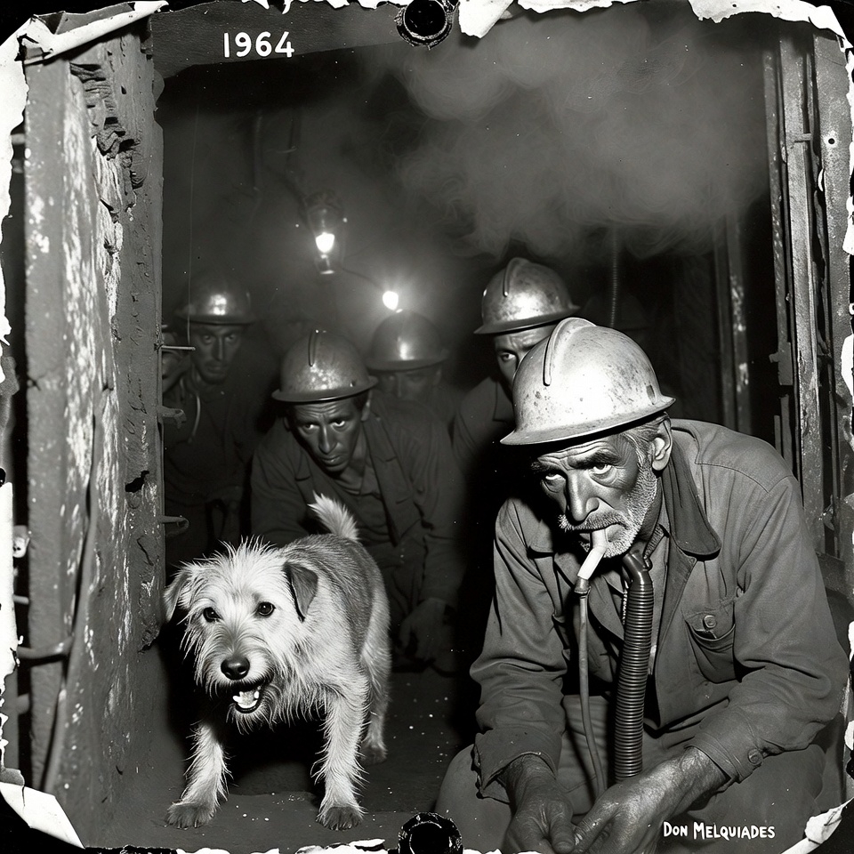 "En 1964, en las entrañas de la mina 'La Dificultad', el aire se acabó y el silencio se volvió mortal. Pero un pequeño perro callejero demostró que para encontrar la salida no se necesitan ojos, sino memoria."
Don Melquiades era un minero de la vieja escuela, de los que llevaban