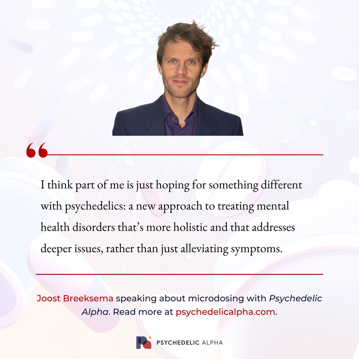 Psyched_Alpha's tweet image. In our latest interview, we spoke with Joost J. Breeksema about a wide range of topics, including his views on microdosing and neuroplastogens.

Read more: psychedelicalpha.com/news/changes-a…