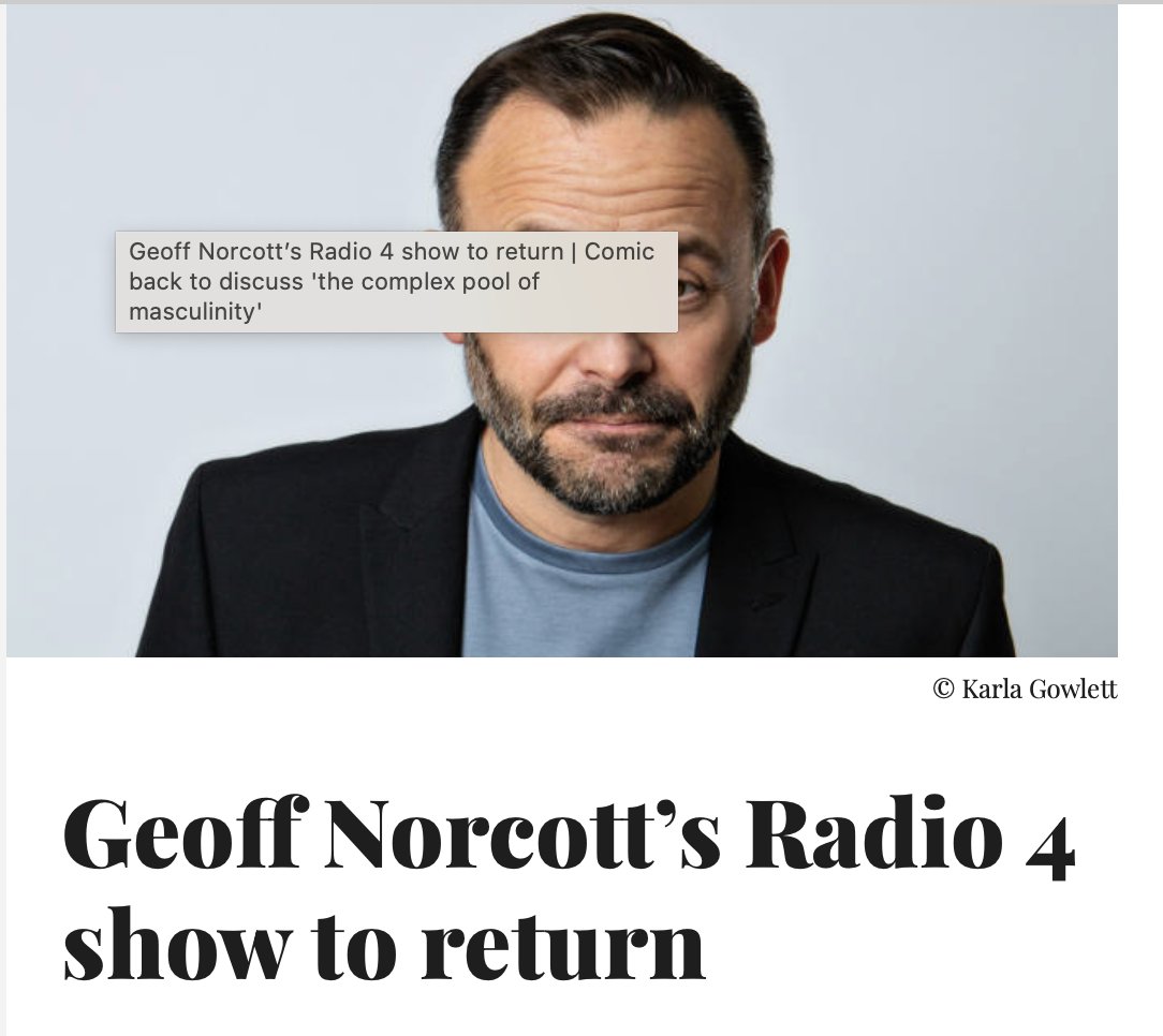 GeoffNorcott's tweet image. **NEWS**

I'm delighted to report that 'Geoff Norcott's Working Men's Club' is returning for a second series on BBC sounds.
Another dive / comedy belly-flop into the complex world of masculinity.