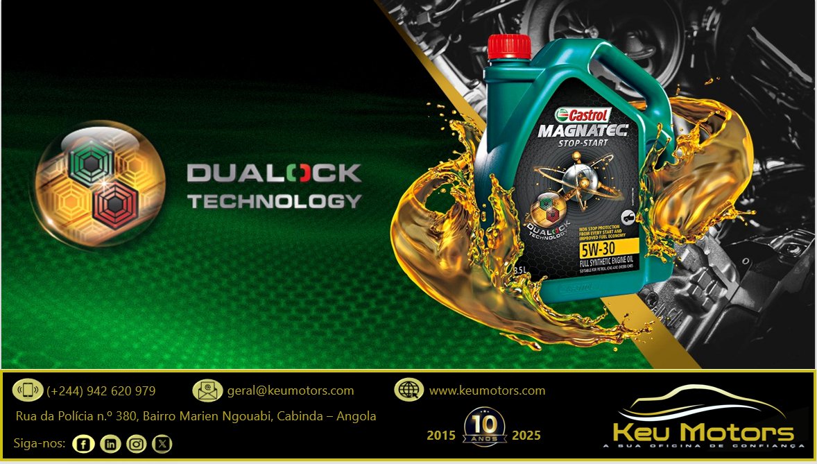 keumotors's tweet image. Castrol Magnatec, proteção total para o seu motor a frio e a quente, mesmo durante as partidas, com tecnologia DUALOCK.
Estamos à sua espera na Rua da Polícia, de frente ao Largo do Ambiente, na cidade de Cabinda.
#KeuMotors #Cabinda #CastrolAutoService #Multimarcas