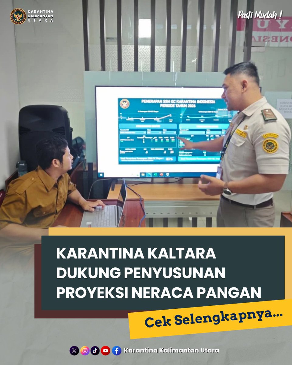 Badan Karantina Indonesia melaui Karantina Kalimantan Utara turut serta dalam rapat koordinasi penyusunan Proyeksi Neraca Pangan Wilayah, Selasa (27/1).
Selengkapnya karantinaindonesia.go.id/detailbrtupt/k…

#KarantinaIndonesia
#SDMkuat
#NeracaPangan
#KetahananPangan
#PanganAman
#StabilitasPangan