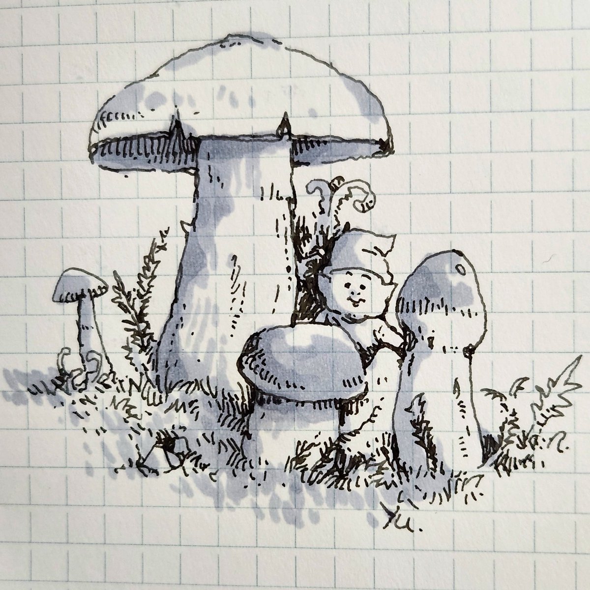 キノコと小人
#illustration #アナログイラスト #ペン画