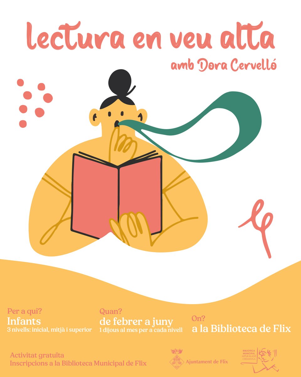📚✨ Lectura en veu alta!
Una activitat gratuïta perquè els infants gaudeixin dels llibres i guanyin confiança llegint en veu alta 💛

🗓️ A partir del febrer a les 18 h a la <a href="/BibliotecaFlix/">Biblioteca de Flix</a>. Activitat per a infants, amb places limitades. 📞 Inscripcions a la biblioteca.