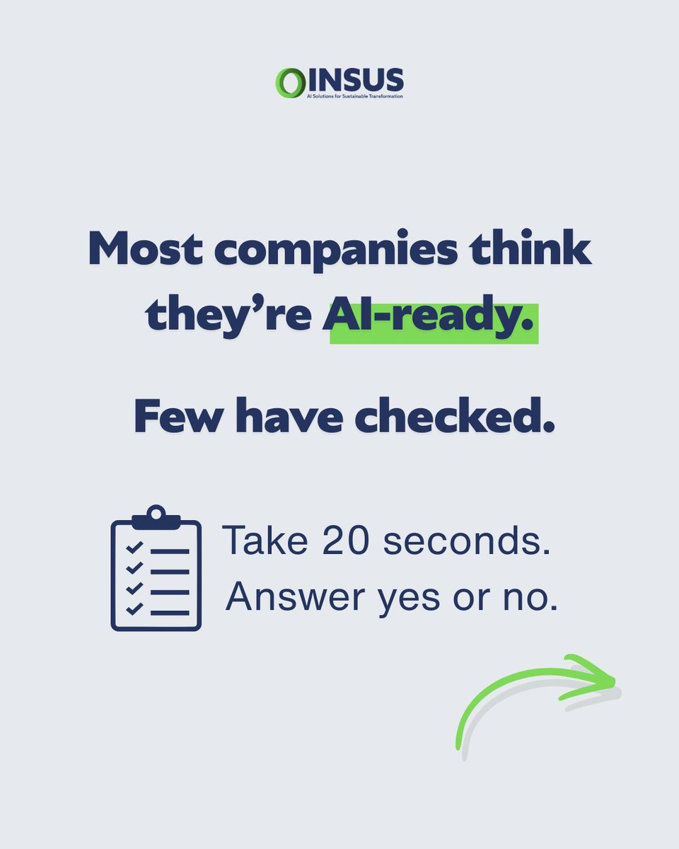 _INSUS_'s tweet photo. AI readiness starts with clarity.
Take a quick snapshot and see where your organization stands.
Explore our AI Workshops for modern teams at https://t.co/fIU85GGyaO https://t.co/CkC04CSIz3