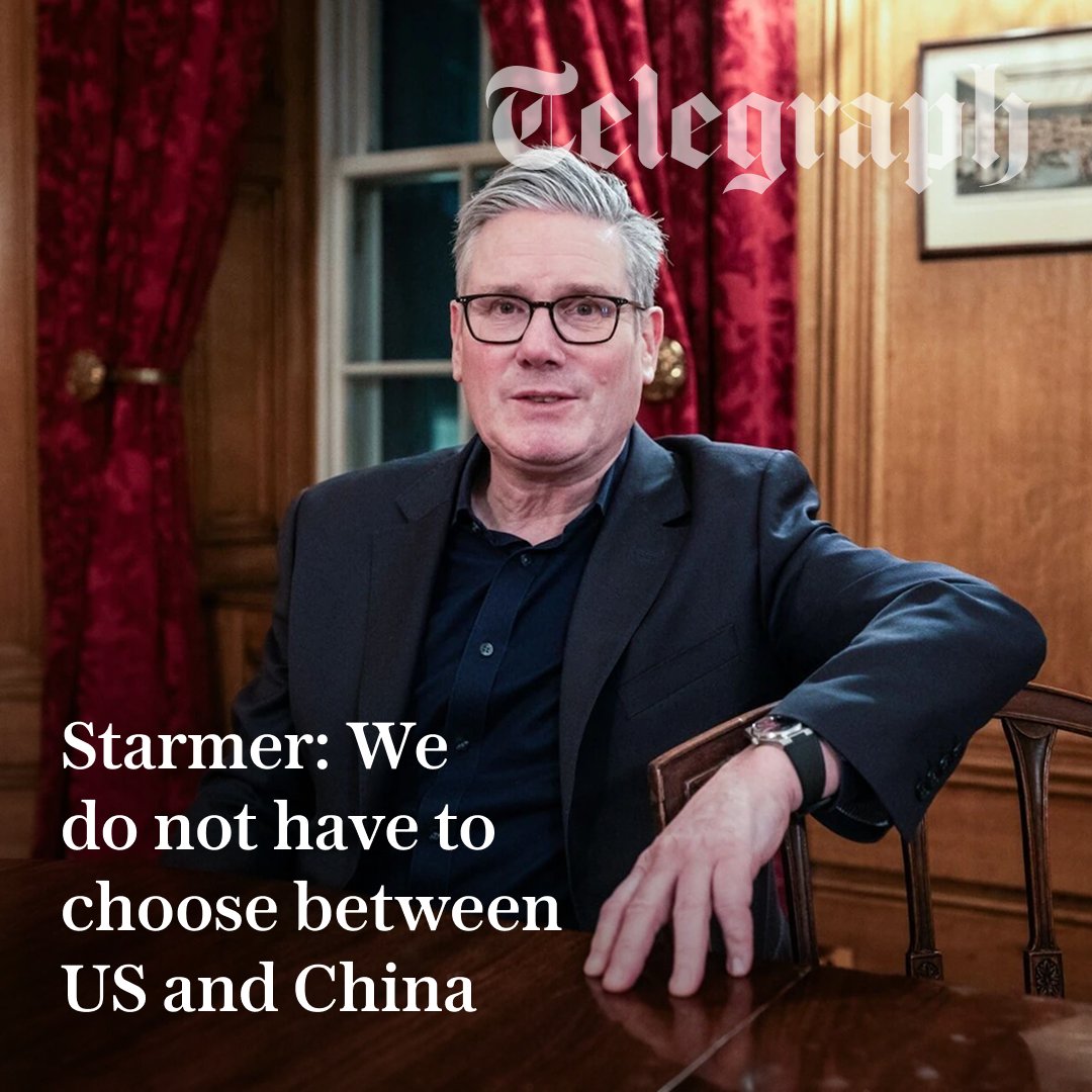 Telegraph's tweet image. 🇨🇳 Sir Keir Starmer has refused to prioritise Britain’s relationship with the US over China as he embarks on a trip to Beijing.

Find out more ⬇️
telegraph.co.uk/politics/2026/…