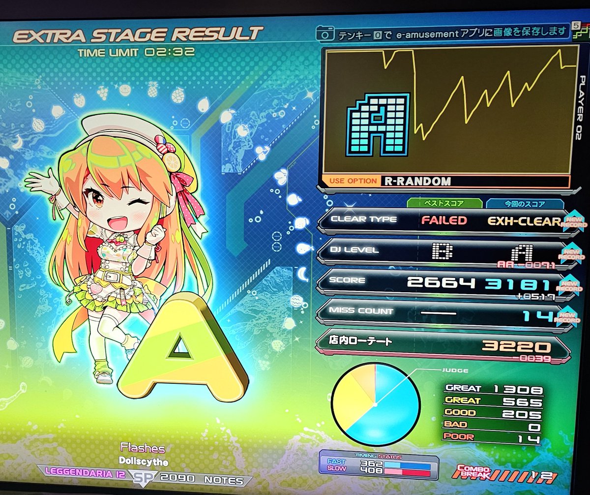 Flashes SPL エクハ！

２クレだけ弐寺やりました( ◜◡◝ )
もっとガッツリやりたい！