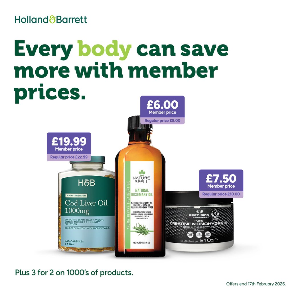 Get expert advice from the UK’s only body qualified experts and shop 3 for 2 across 1000s of products. Plus, you can save even more with member prices. Hurry, offers end 17th February 2026 at Holland &amp; Barrett!