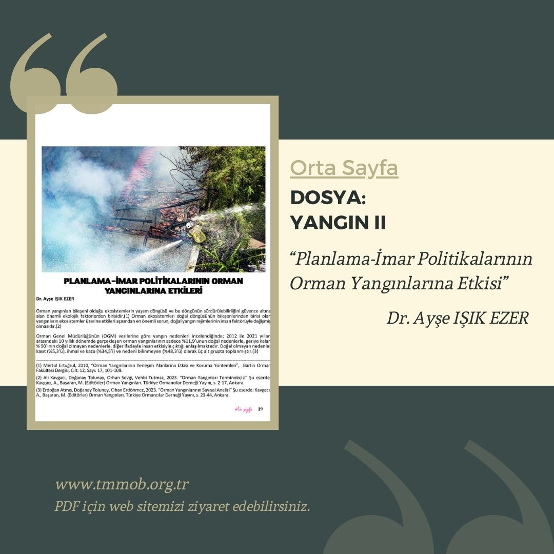 "İmar sürecinin bir plan çerçevesinde başlatılması da kaçak yapıların meşrulaştırılması da her şeyden önce siyasal bir tercihtir. Planlama sürecinin devamında, planın uygulaması da siyasal kararlar ile yakından ilişkilidir." 

Yazının devamı...:
tmmob.org.tr/sites/default/…