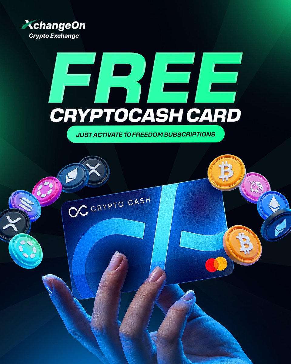 XchangeOnPromo's tweet photo. Stop holding. Start usingπ
Activate 10 Freedom Subscriptions
Get a FREE CryptoCash Card π³
Turn crypto into lifestyle
Welcome to XchangeOn π
#XchangeOn #CryptoCashCard #FreedomSubscription #CryptoFreedom #FreeCryptoCard https://t.co/LdqYQAaaFy