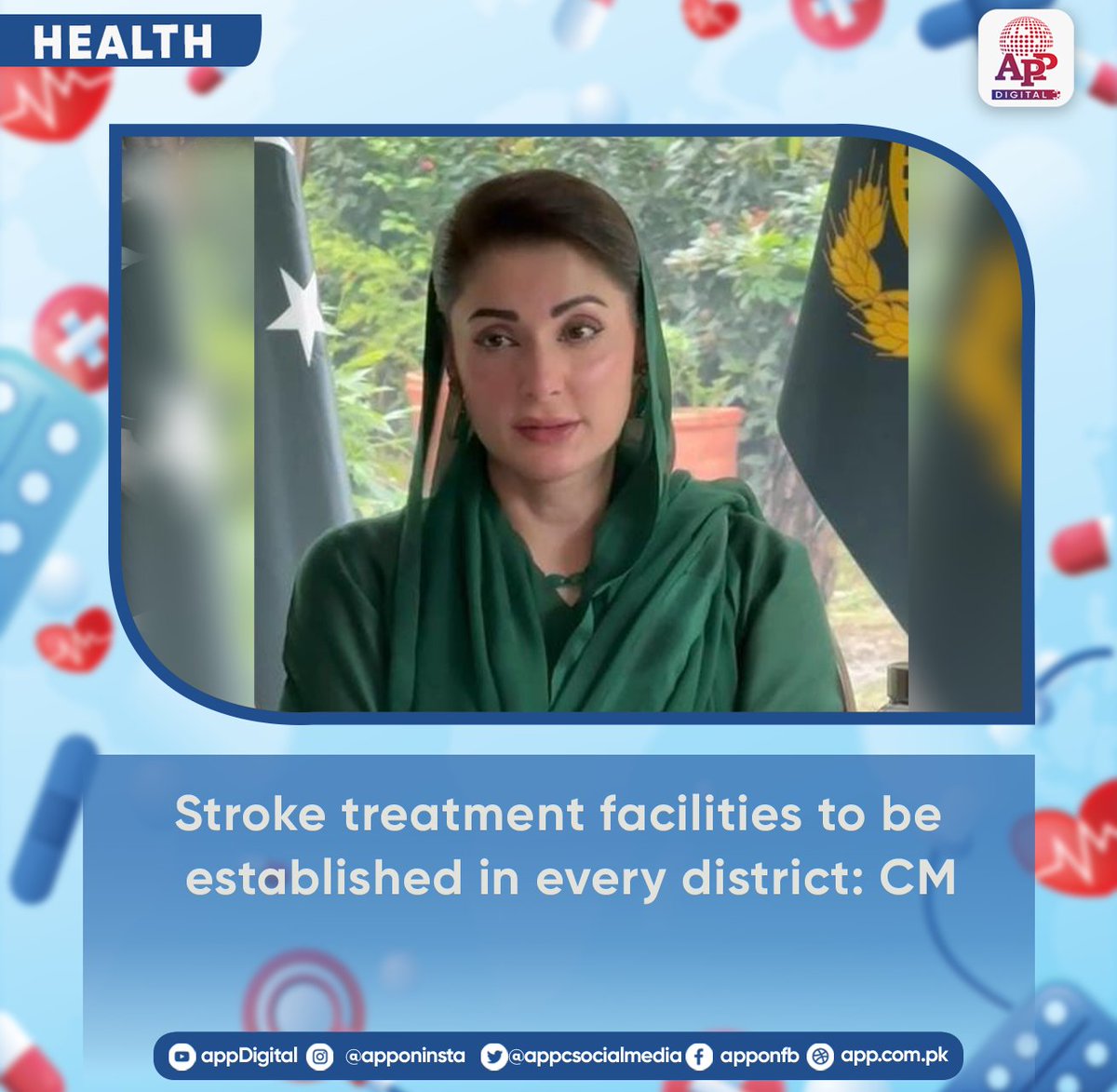 appcsocialmedia's tweet image. Punjab Chief Minister Maryam Nawaz Sharif has approved the establishment of stroke management centres in every district of the province to ensure timely and specialized treatment for stroke patients close to their homes.
#MaryamNawazSharif #PunjabCM #StrokeManagement