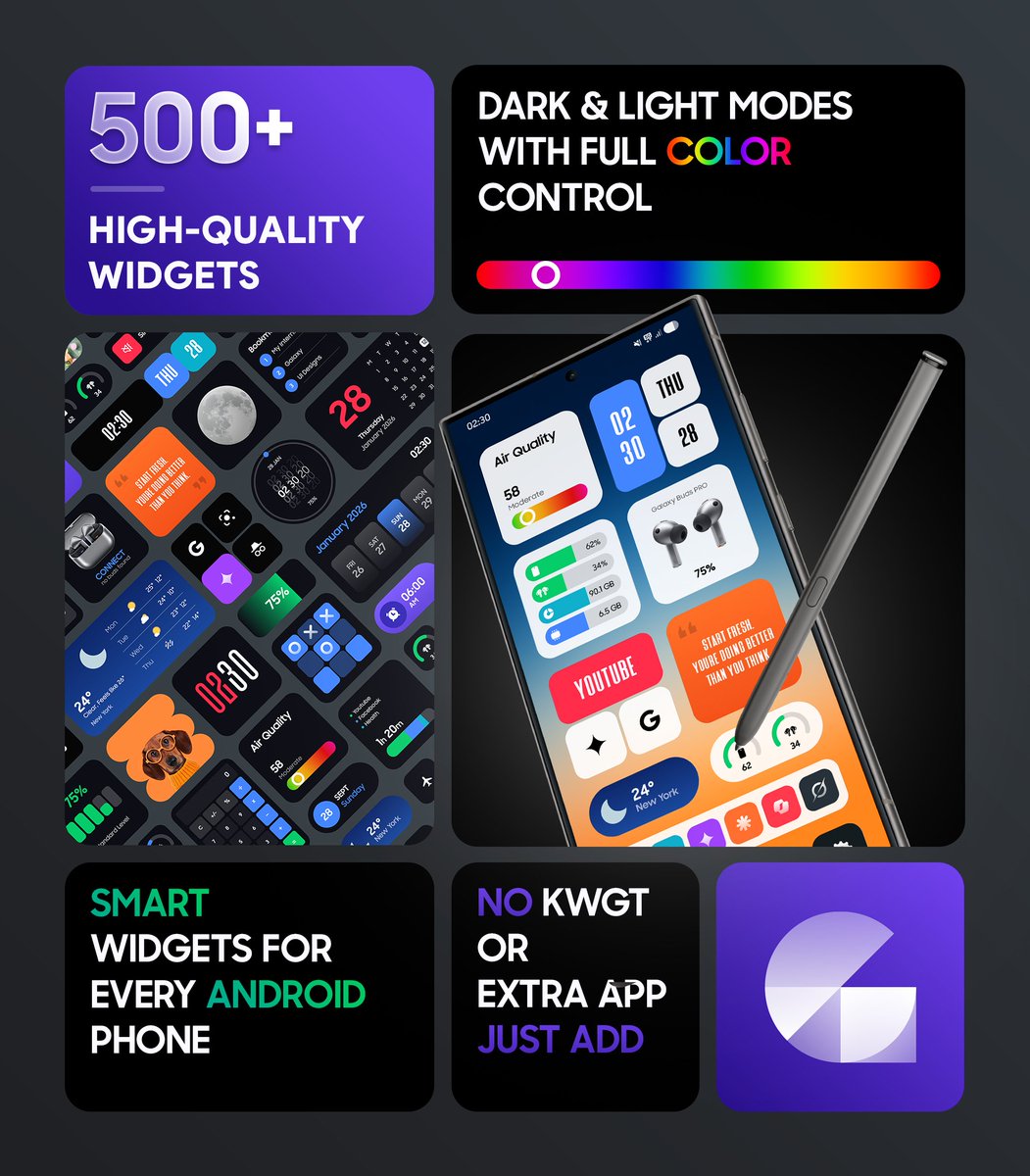 Galaxy Widgets: One UI 🔥

500+ stylish One UI–inspired widgets. Works seamlessly on any Android device.

Pre-book now before the special launch price ends.
play.google.com/store/apps/det…

🎁10 Promo Codes #Giveaway 
♥, follow, repost, and comment to Participate.