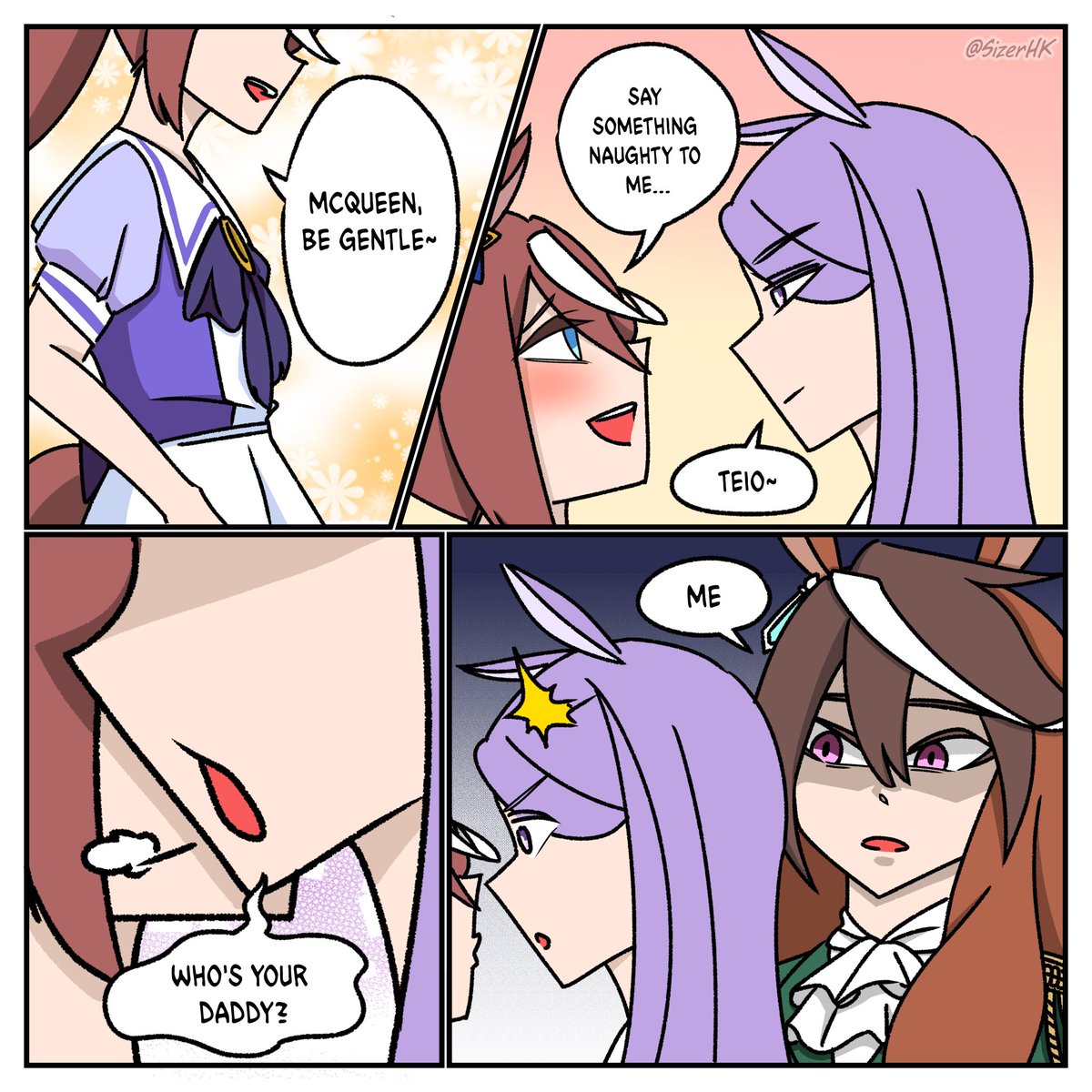 SizerHK's tweet photo. It seems McQueen wants to meet Rudolf for some reason 🐴

➡️ Read left to right ✨️
#umamusume https://t.co/7UblmZIWuz