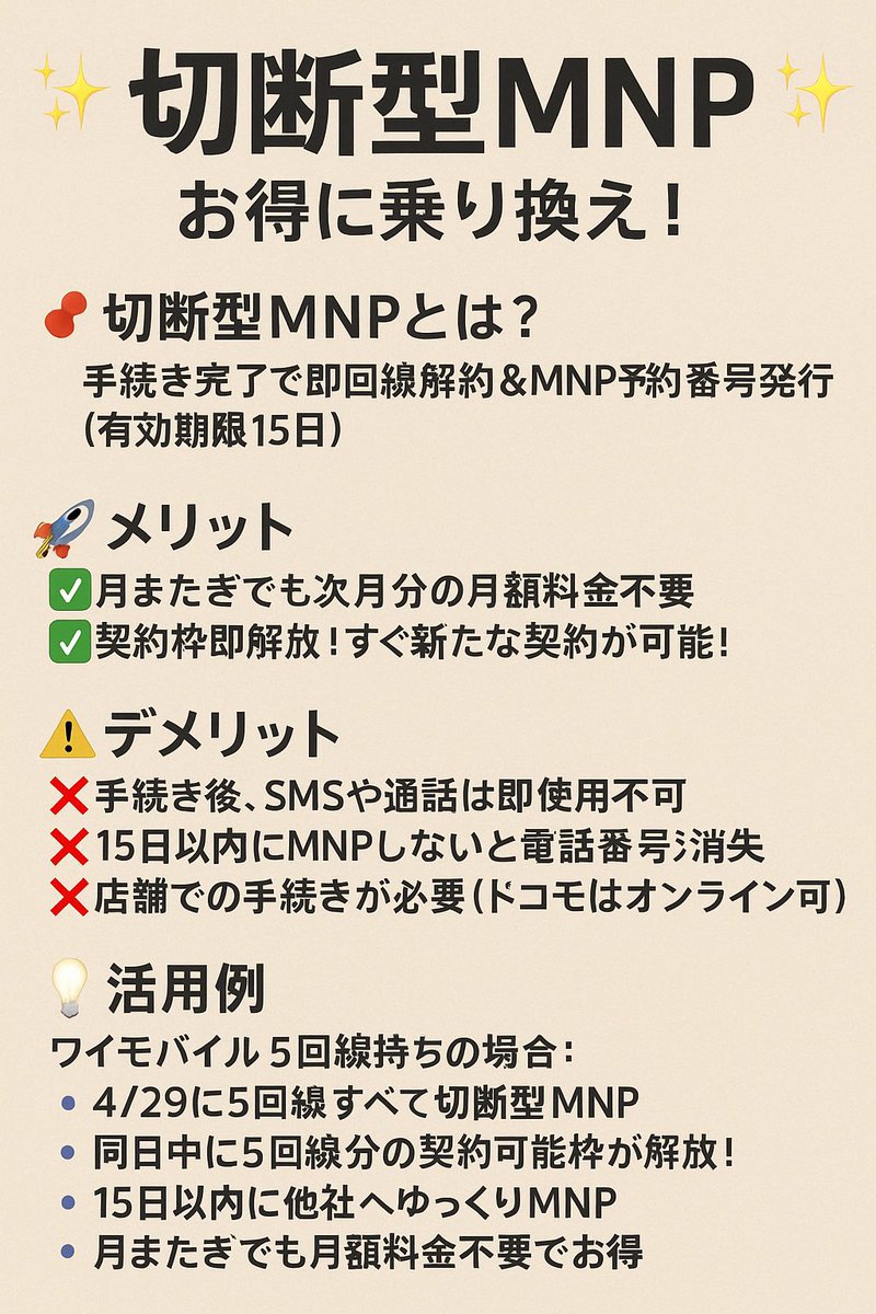 携帯契約は月初の1日には絶対にしない。 なんでかって？維持費が高くなるからだよ。 基本的に携帯各社の契約月は日割り請求。  解約月はいつ解約しても満額請求。 2月1日契約、7月30日解約。 2月14日契約、7月30日解約。  同じ182日維持以上でも月初めの1日に契約するのと14 ...