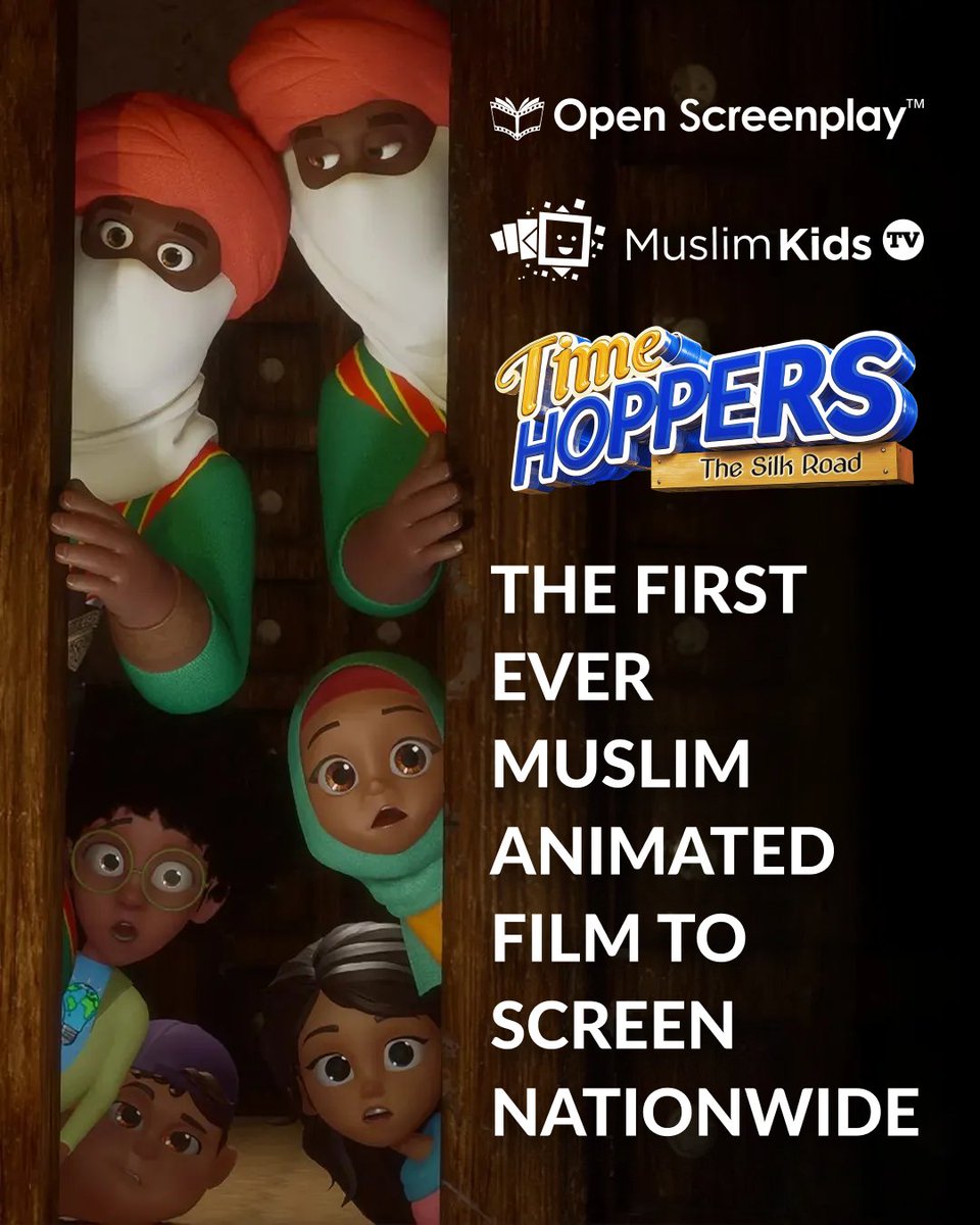 What began as a small partnership between <a href="/OpenScreenplay/">Open Screenplay</a> &amp; <a href="/Muslim_KidsTV/">MuslimKidsTV</a> has grown into something historic, a nationwide theatrical release of the 1st #Muslim animated #film in the U.S.
🎥 Time Hoppers: The Silk Road
 🗓 February 7 &amp; 8
 📍 In theaters nationwide
#Screenwriting