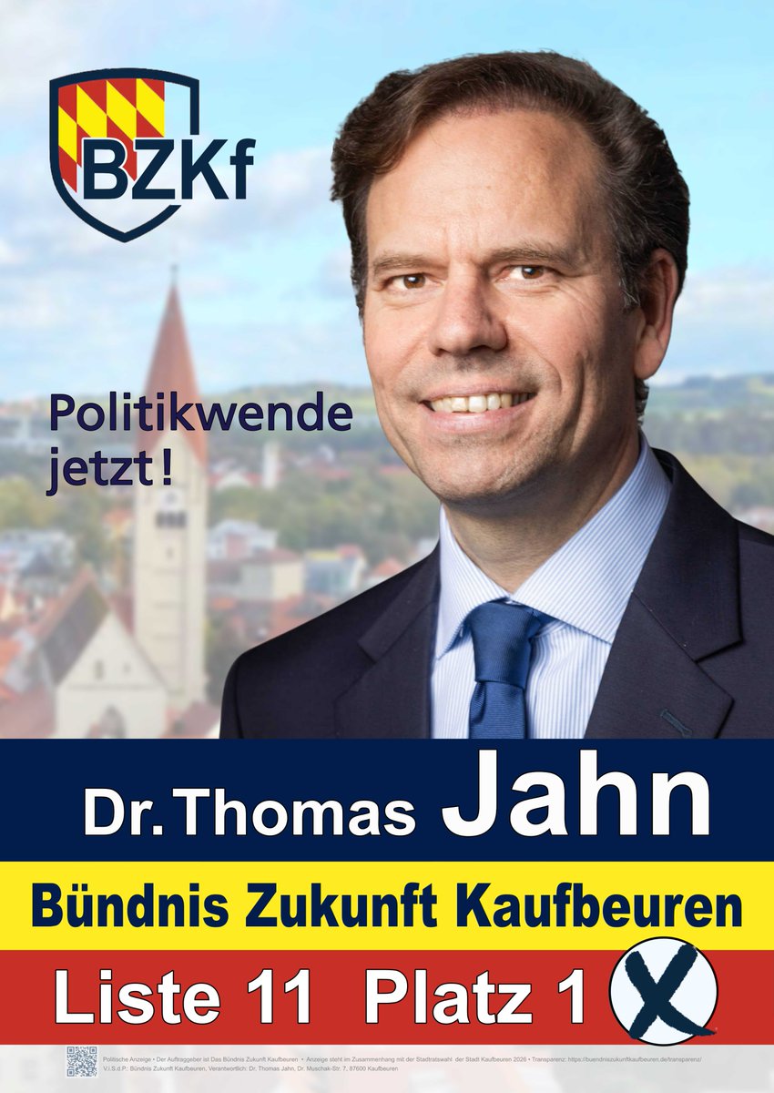 Am 8. März 2026 kann man in #Kaufbeuren ein neues freiheitliches, bürgernahes Bündnis wählen. Das Bündnis Zukunft Kaufbeuren. Gerne jetzt schon die Briefwahlunterlagen bestellen! buendniszukunftkaufbeuren.de