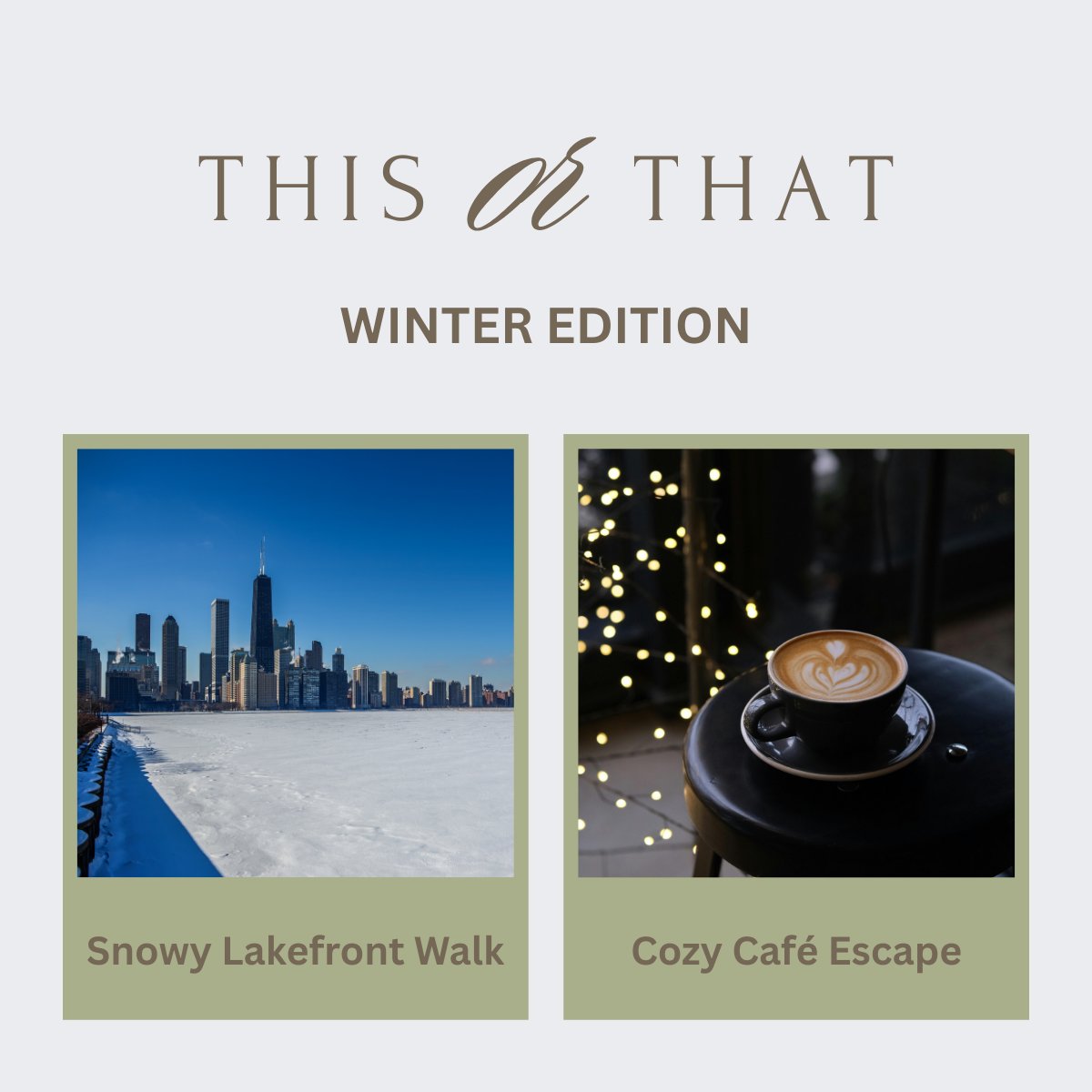 MinoConenna's tweet image. ❄️ Snowy stroll along the lakefront or ☕ warm and cozy in a local café—what’s your perfect way to spend a winter day in Chicago?

Embrace the season your way!

#ChicagoWinter #LakefrontViews #CozyCafes