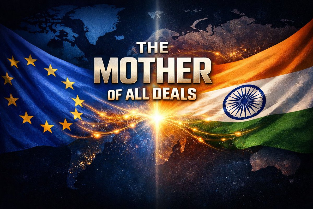 captainfunone's tweet image. While Trump talks tariffs,
 EU 🇪🇺 and India 🇮🇳 just sealed the “Mother of All Deals.”
A historic trade pact.
A geopolitical realignment.
A clear rejection of Trump-era protectionism.

The global order is moving on — without permission.
#EUIndia #GlobalTrade  #Geopolitics  #Trump