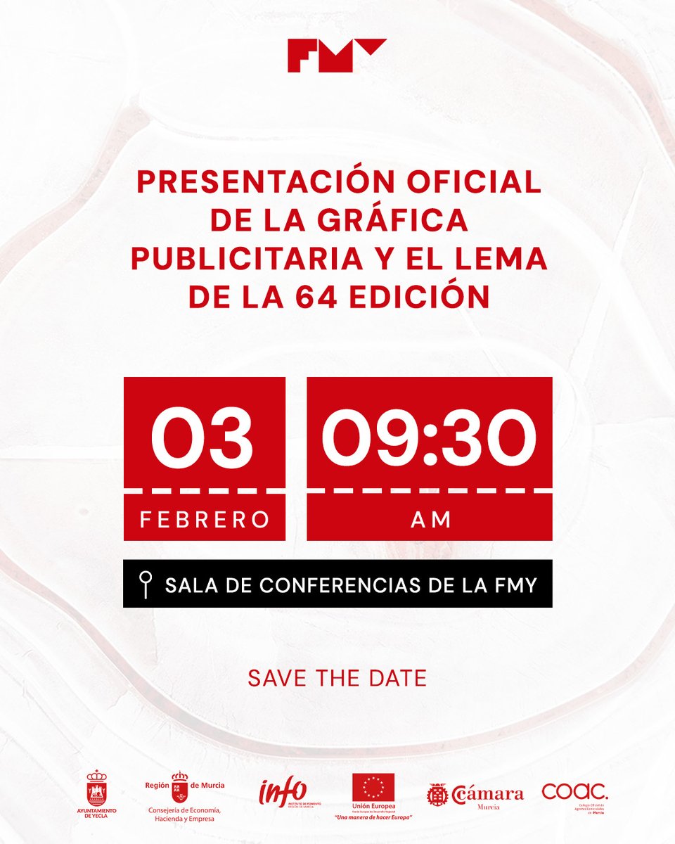 𝗘𝗹 𝗴𝗿𝗮𝗻 𝗱𝗶́𝗮 𝘀𝗲 𝗮𝗰𝗲𝗿𝗰𝗮, 𝗴𝘂𝗮𝗿𝗱𝗮 𝗲𝘀𝘁𝗮 𝗳𝗲𝗰𝗵𝗮 𝗲𝗻 𝘁𝘂 𝗮𝗴𝗲𝗻𝗱𝗮!

📅 MARTES 3 FEBRERO | 🕤 9:30H | 📍 SALA DE CONFERENCIAS FMY