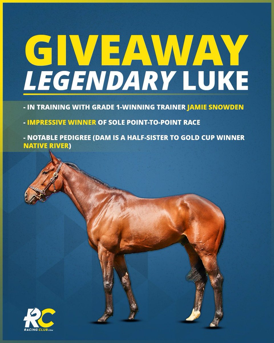 🎁RACEHORSE SHARE GIVEAWAY!🎁 

🗣️At <a href="/Racingclubvip/">Racing Club</a>, we are giving away a share in Legendary Luke, who could be off to the Albert Bartlett next!

1️⃣Follow us at Racing Club
2️⃣Retweet This Post
3️⃣Tag A Friend

#Giveaway #Giveaways