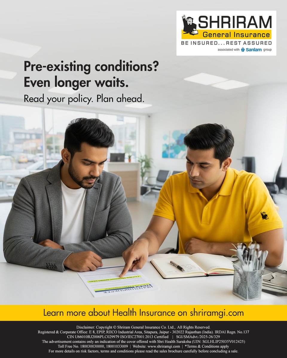 Buying health insurance is smart - but knowing waiting periods and policy terms is smarter. Most conditions aren’t covered immediately, and awareness can help you avoid claim surprises. 

#HealthInsurance #KnowYourPolicy #WaitingPeriod #InsuranceAwareness