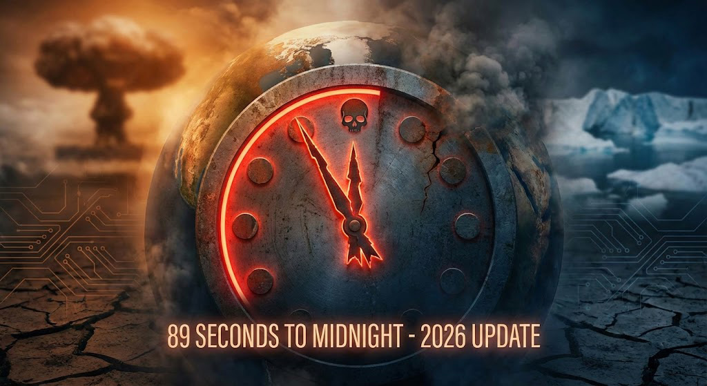 msheirebwebsite's tweet image. 🕒 ساعة القيامة 2026: هل اقتربت النهاية أكثر؟
#ثريد 1/7

ما هي "ساعة القيامة" (Doomsday Clock)؟ 
🕒 ليست ساعة زمنية عادية، بل هي أدق رمز بصري ابتكره علماء الذرة منذ 1947 للتعبير عن مدى قرب البشرية من كارثة عالمية. منتصف الليل يعني "نهاية العالم".. 

واليوم، نحن في توقيت يحبس…