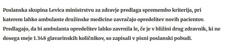 Zaustavitev obremenjevanja družinskih zdravnikov z uporom v ZD Kranj leta 2019 je bila ključna za ponoven dvig zanimanja za to specializacijo. 
Kdor se zavzema za povečanje glavarine, zgolj pove, da nima pojma o ključnih izzivih in problemih. Kljub temu, da to sporočamo že 15