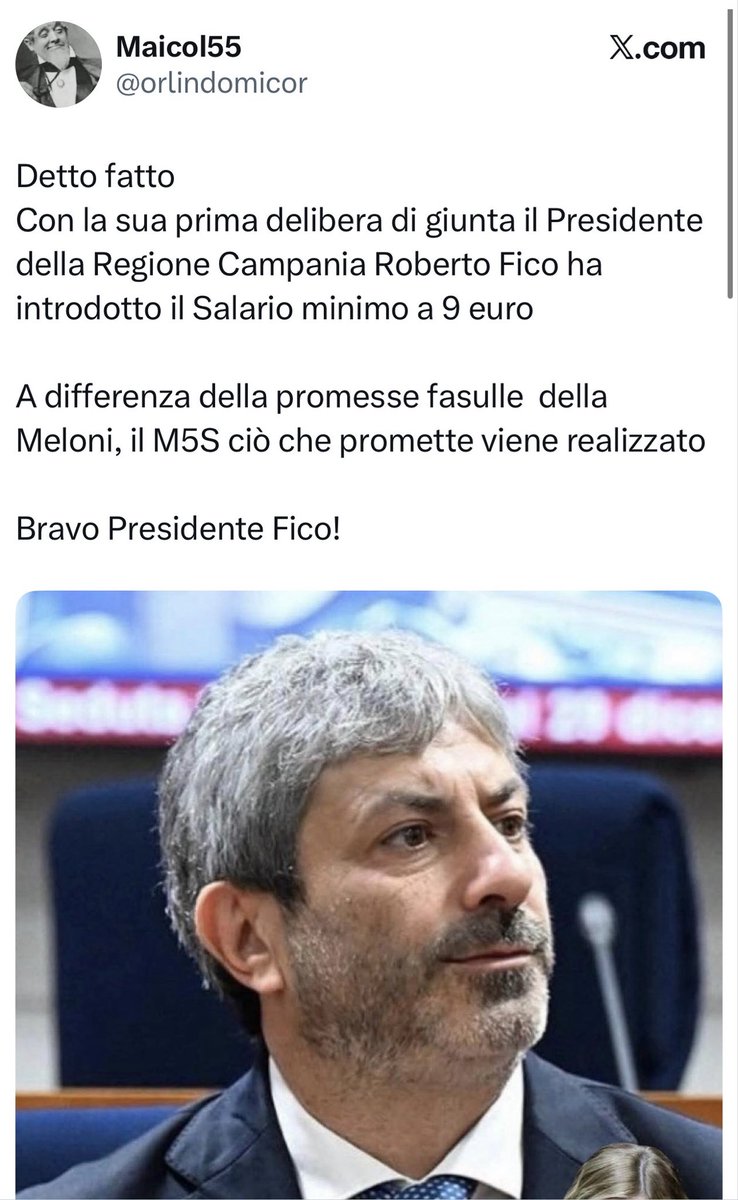 “Detto fatto”? Quello introdotto dalla Regione Campania non è il “salario minimo”.
È una condizione di capitolato legata agli appalti pubblici, che il committente può legittimamente imporre nei propri bandi.
Vale solo per i contratti in questo caso finanziati dalla Regione, non