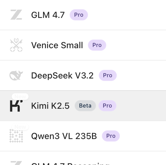 Kimi K2.5 is already live on Venice.ai