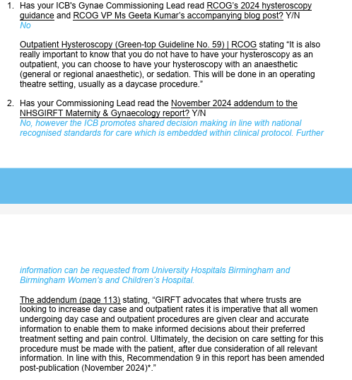 HysteroscopyA's tweet photo. @DrGailBusby @bsge Well done Dr Busby!  It's high time the harrowing experiences of Trial by Outpatient Hysteroscopy without anaesthesia ended.  Let's hope Prof Justin Clark @BWH_NHS has persuaded his ICB's Commissioning Lead to read the GIRFT addendum about allowing women to choose GA or sedation. https://t.co/UvET95xJcO