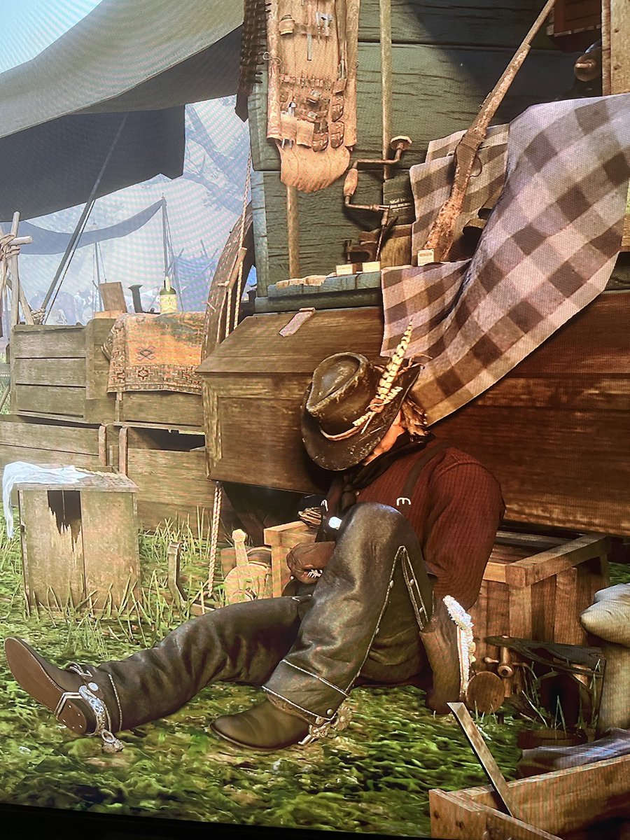 drwseroger's tweet image. abri meu jogo e meu arthur morgan está dormindo ! 💔