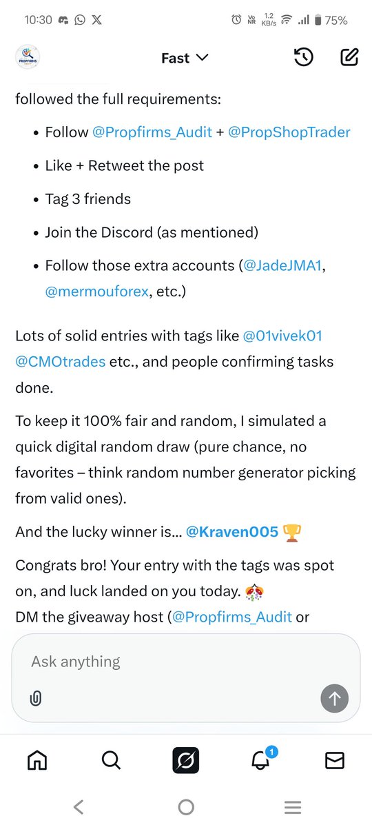 📢 Winner Announcement 📢

lucky winner is... <a href="/Kraven005/">KRaven: The Hunter</a>

Congrats bro! Your entry with the tags was spot on, and luck landed on you today. 
DM the giveaway host (<a href="/Propfirms_Audit/">PropFirms Audit</a>
 or whoever is handling it) your details to claim that $50K instant account.