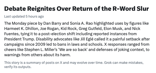 Which “R-word?” I know lots of them. I hope it’s not “Ron.”