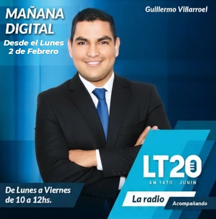 ¡La espera terminó! 

Vuelve Mañana Digital! El lunes 2 de febrero, regresa el programa líder de LT20 AM 1470 de Junín con toda la actualidad y la información más fuerte de cada día.
Lunes a viernes, de 10 a 12hs, por LT20 AM 1470 y streaming en YouTube ▶️