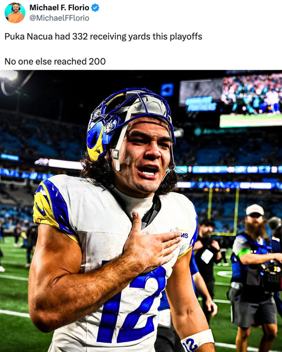 Puka Nacua led the entire postseason with 332 receiving yards.

No other player hit 200. Different tier.