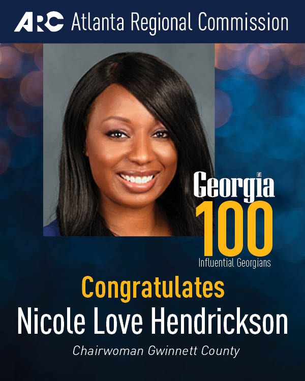 Congratulations to Chairwoman Nicole Love Hendrickson on being named one of Georgia Trend’s 100 Most Influential Georgians. Her leadership and service continue to make a meaningful impact across Gwinnett County and metro Atlanta. #OneGreatRegion