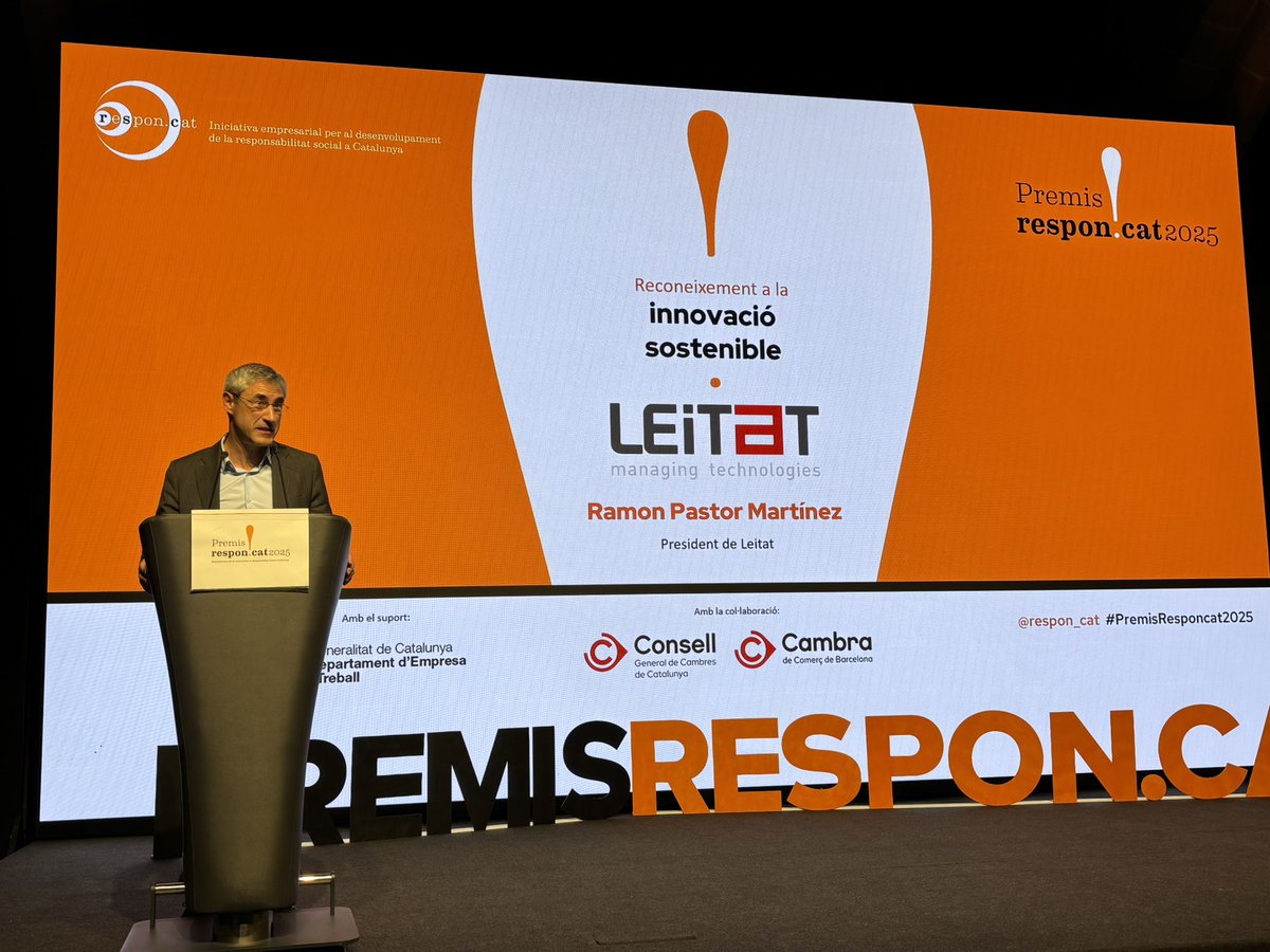 El president de <a href="/Leitat/">Leitat</a>, Ramon Pastor, rep el reconeixement <a href="/respon_cat/">Respon.cat</a> 2025 a la Innovació Sostenible