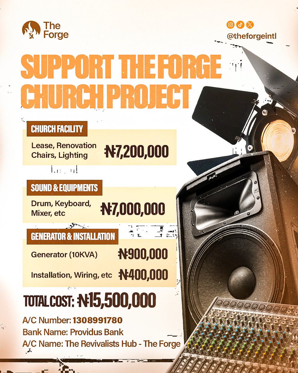 nifemidahunsii's tweet image. This is a FAITH MOVE! 

Our first Service at @theforgeintl starts 1st of March! And we are trusting God to pay for our venue by this Friday.

Please be a part of this move of God erupting from Badagry.

#TheForgelnternational #ASmallOneAStrongNation
