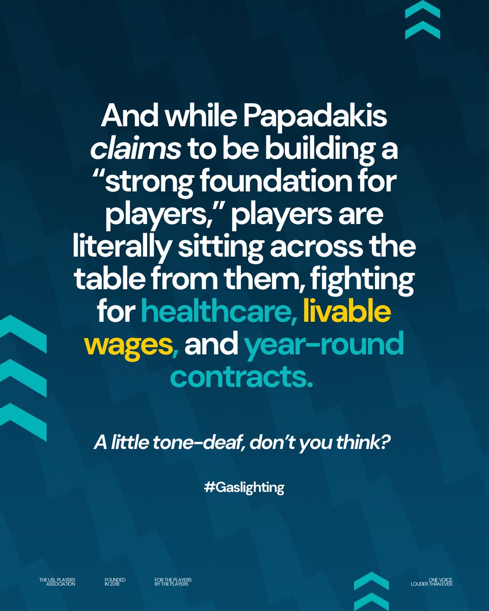USL announced the new Premier League today.

In the same breath, they said it creates a “strong foundation for players” while “unlocking opportunities for investors.”

Players are still bargaining for healthcare &amp; livable wages.

Define “foundation"

#StandUpForStandards