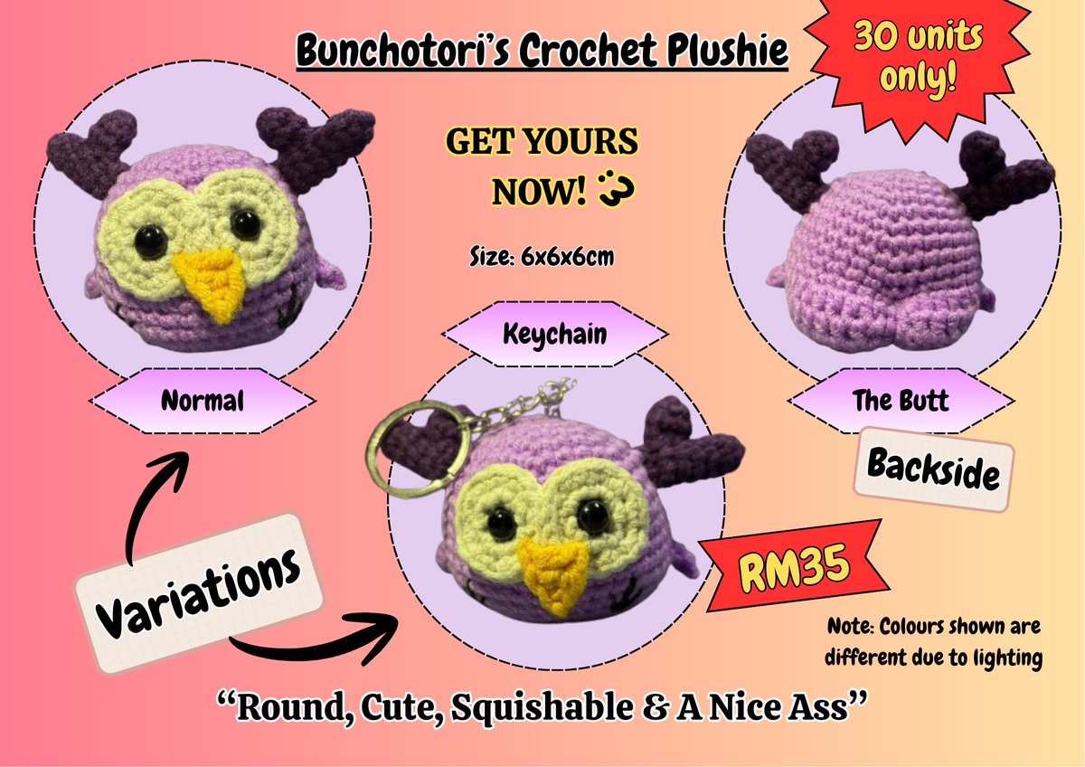 ✨BIG NEWS BIG NEWS ✨
I finally made my own merch!! 

For now, the merch is only available in Malaysia.
It is a pre-order limited to 30 units! 

Click for more information and get your own Plushie before it's too late🥹 : forms.gle/fFAcE1HXXNfwkA…