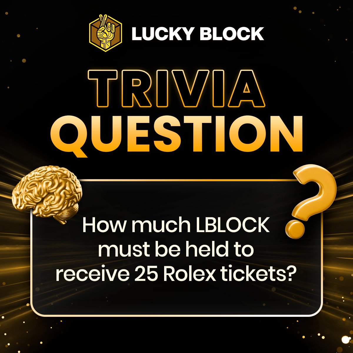 LB_Jackpots's tweet image. TRIVIA TIME 🧠 

We’re giving away a share of $100 to 5 lucky winners! 💸

How to enter:
👍 &amp;amp; 🔁 this post
💬 your answer with your Lucky Block username/User ID
👥 Tag a mate &amp;amp; follow 
@LB_Jackpots

Winners announced on Monday! 🏆

Stay sharp, stay active &amp;amp; stay lucky 😉