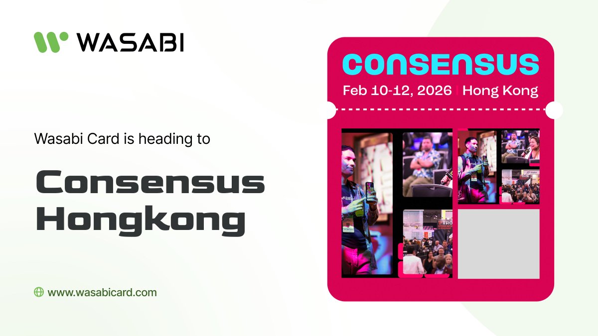 wasabicard's tweet photo. We’re gearing up for crypto’s most influential event, Consensus Hong Kong, next month!

Exclusive sessions, VIP invites and much more await.

If you’re attending and would like to connect, send us a DM ✉️ https://t.co/fSDmYhjTQy