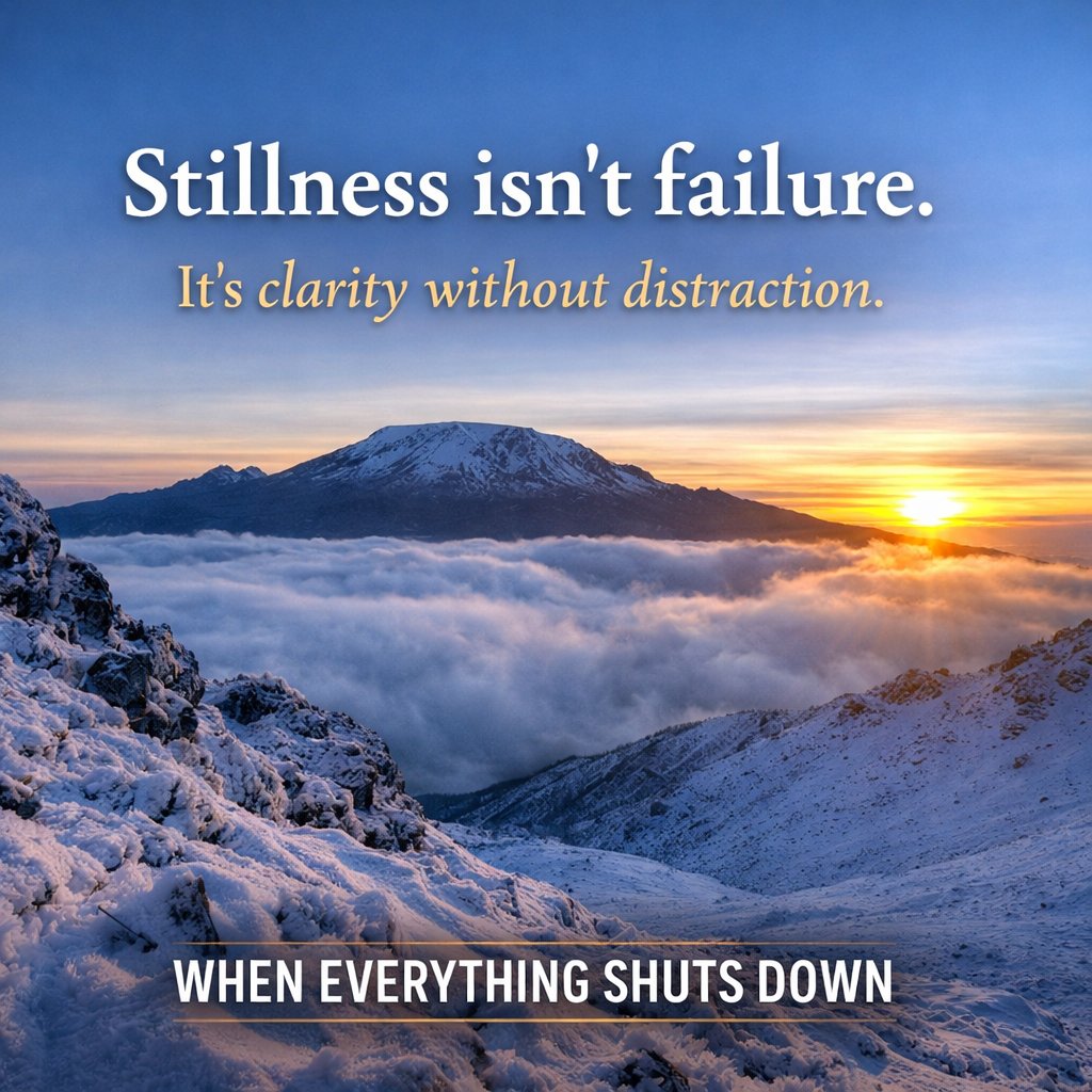 StormToSummit's tweet image. Stillness isn’t failure.
It’s clarity without distraction.
A winter storm shut everything down here — and it reminded me of Kilimanjaro, when effort no longer set the pace.

New episode 🎙️ When Everything Shuts Down
 open.spotify.com/episode/1QRFh7…

#Leadership #Resilience #Mindset