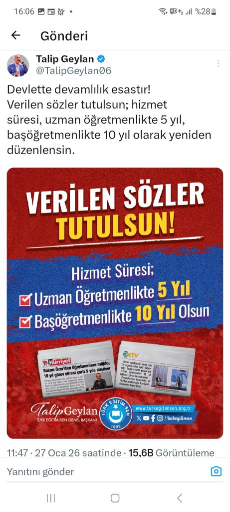 <a href="/RTErdogan/">Recep Tayyip Erdoğan</a> Devlette devamlılık esastır <a href="/MemurSenKonf/">Memur-Sen</a> 
<a href="/memurlarnet/">MemurlarNet</a> 
<a href="/edipuzen/">Edip Üzen</a> 
<a href="/MHP_Bilgi/">MHP</a> 
<a href="/zafersahin06/">Zafer Şahin</a> 
<a href="/RTErdogan/">Recep Tayyip Erdoğan</a> 
<a href="/oktay_saral/">Oktay SARAL</a> 
<a href="/Yusuf__Tekin/">Yusuf Tekin</a>