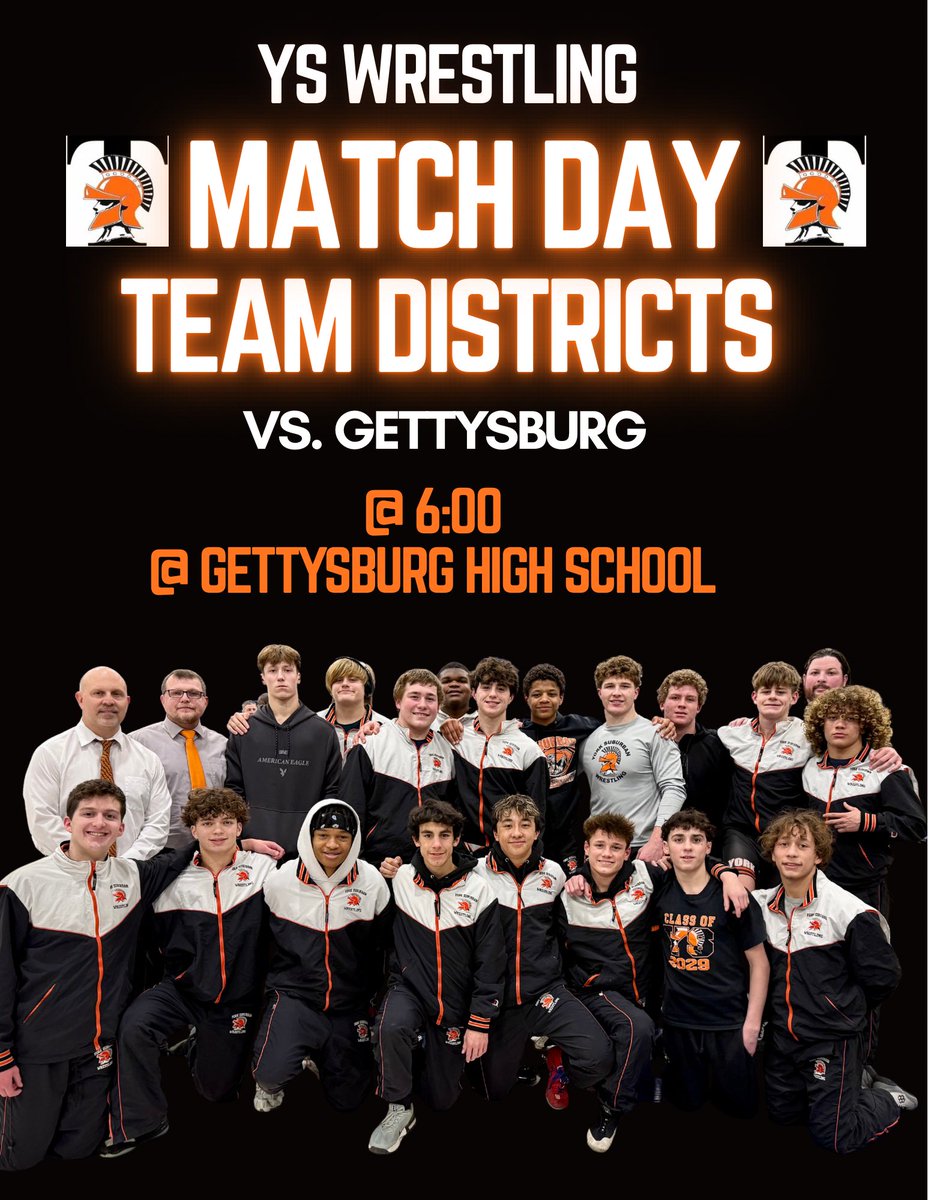 It’s Match Day!! Team Districts @ Gettysburg High School! 🤼🤼
