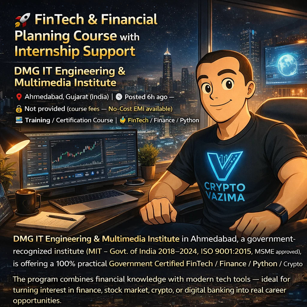 🚀 FinTech & Financial Planning Course (Govt Certified) — DMG IT  Engineering & Multimedia Institute 📍 Ahmedabad, Gujarat | 💼 Training  Course | 🧑‍💻 FinTech / Finance / Crypto / Python |