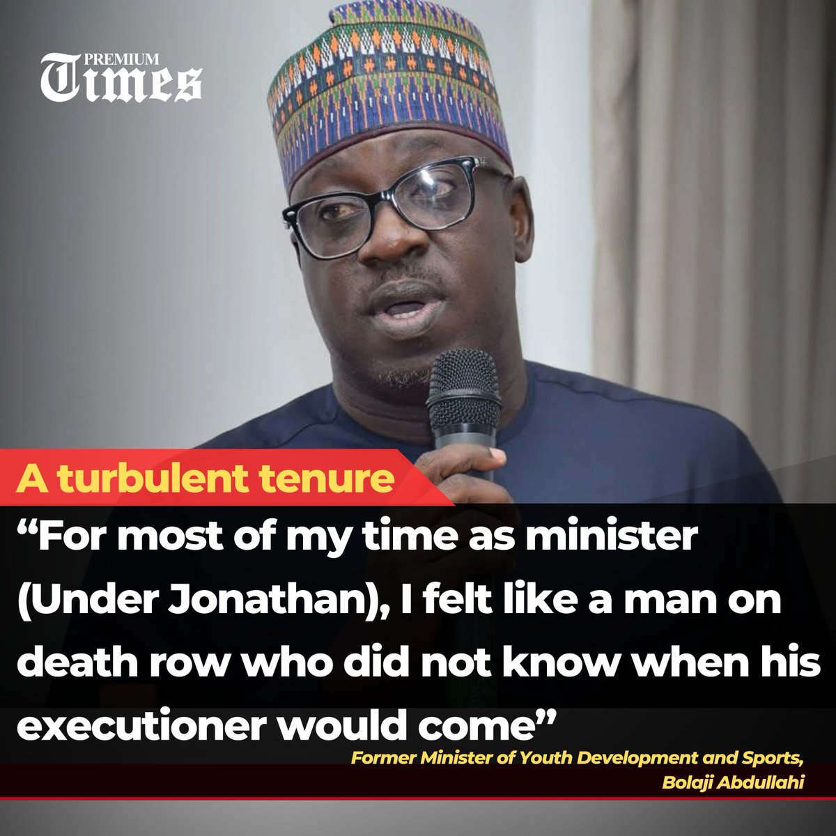 PremiumTimesng's tweet photo. Former Minister of Youth Development and Sports, Bolaji Abdullahi, has revealed that ex-President Goodluck Jonathan appointed him without any prior personal relationship.
Mr Abdullahi made this disclosure in his memoir, “The Loyalist,” which will be presented to the public on Tuesday. https://t.co/gAl5kSO6eV