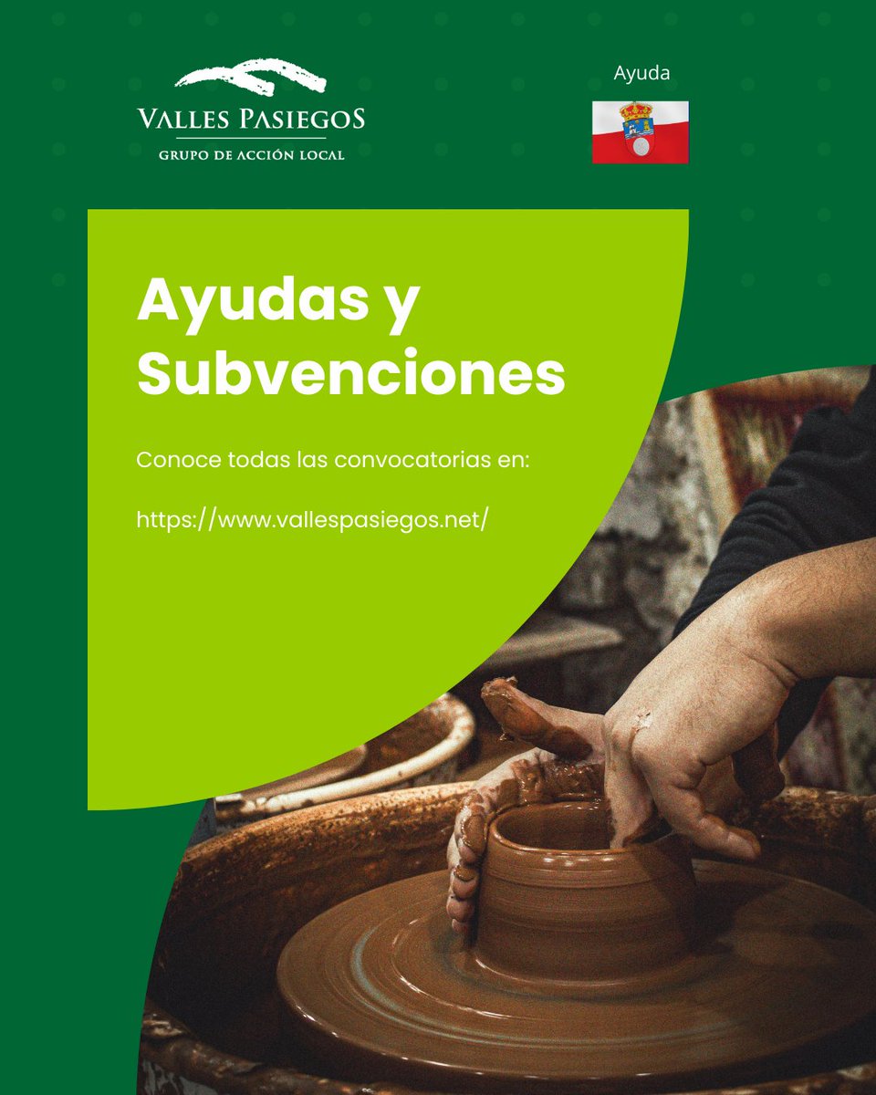 🧵 Abierta la convocatoria de 𝗮𝘆𝘂𝗱𝗮𝘀 𝗮 𝗹𝗮 𝗮𝗿𝘁𝗲𝘀𝗮𝗻𝗶́𝗮 𝗲𝗻 𝗖𝗮𝗻𝘁𝗮𝗯𝗿𝗶𝗮: hasta 15.000 € para creación, modernización y equipamiento de talleres, y hasta 4.000 € para ferias y formación. 

👉 Más info en nuestra web de ayudas:
vallespasiegos.net/2026/01/ayudas…
